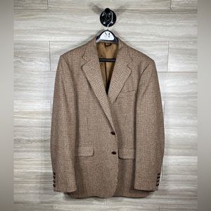 Levis Tweed Houndstooth Blazer Mens 42L Single Breasted Brown Lined Vintage